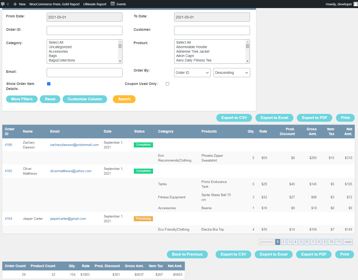 WooCommerce Custom Product Reports